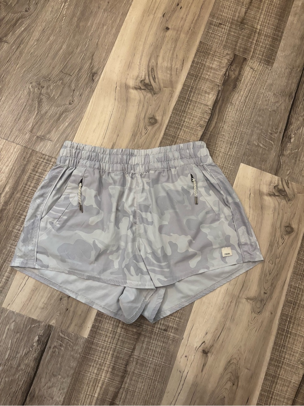 Vuori Light Gray Camo Athletic Shorts